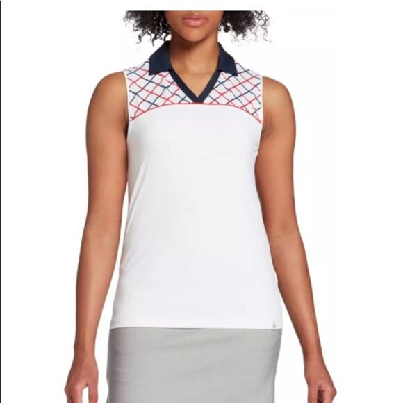 Lady Hagen Women's Windowpane Plaid Sleeveless Golf Polo - Picture 2 of 11